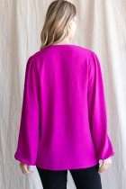 REG Magenta V-Neckline with Bubble Sleeves Top