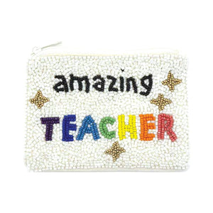 Amazing Teacher Beaded Coin Purse