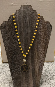 LV Pendant Necklace with Mustard Chain