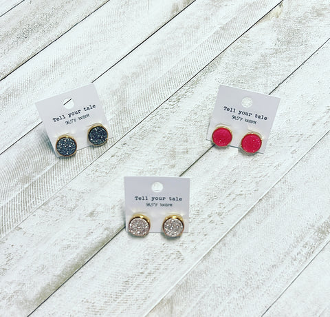 Round Druzzy Studs