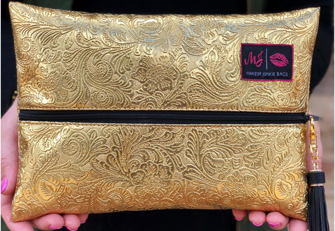 Makeup Junkie Bag in Fool's Gold-Small