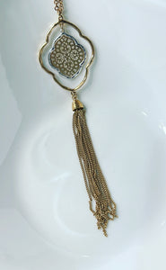 Two Toned Filigree Tassel Necklace