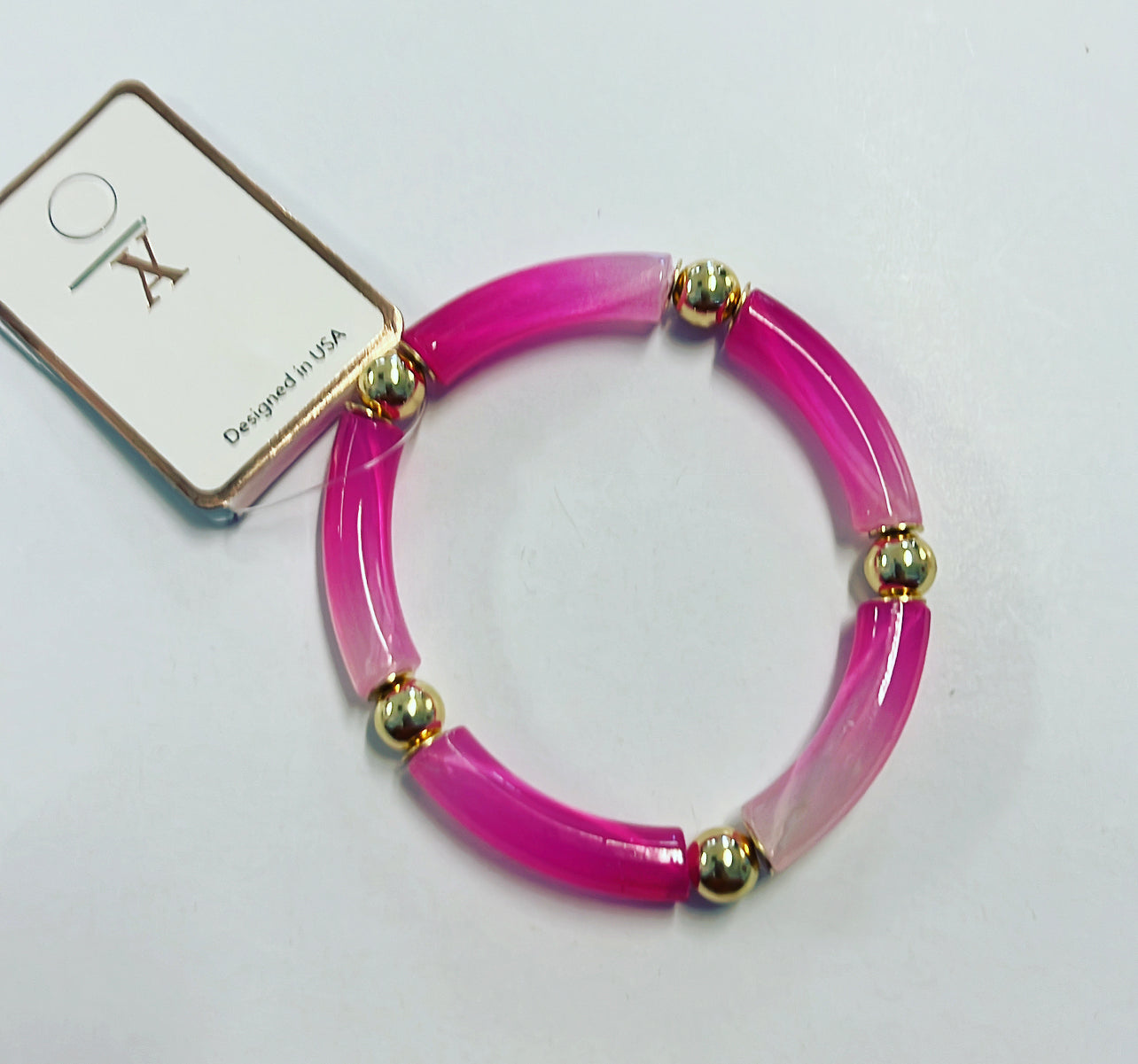 Hot Pink Acrylic Stretch Bracelet