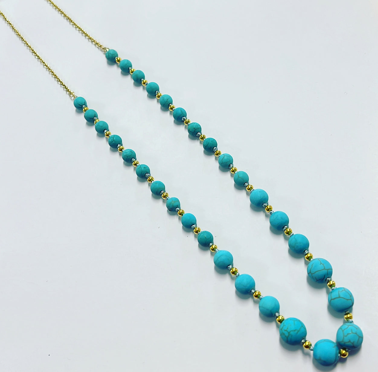 Aqua/Gold Beaded Necklace
