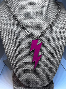 Hot Pink Lightning Bolt Necklace