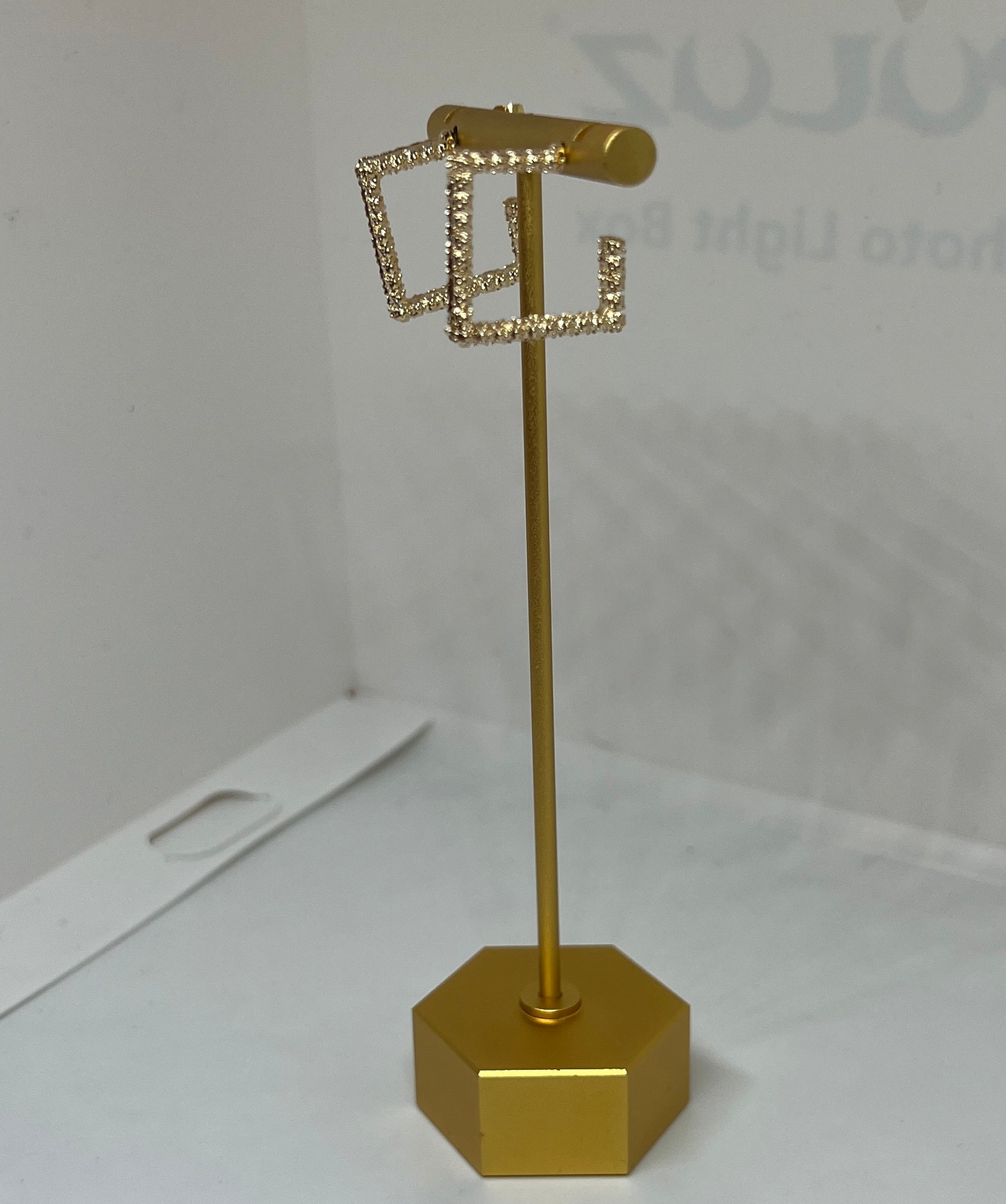 Gold Encrusted Square Hoop Earrings