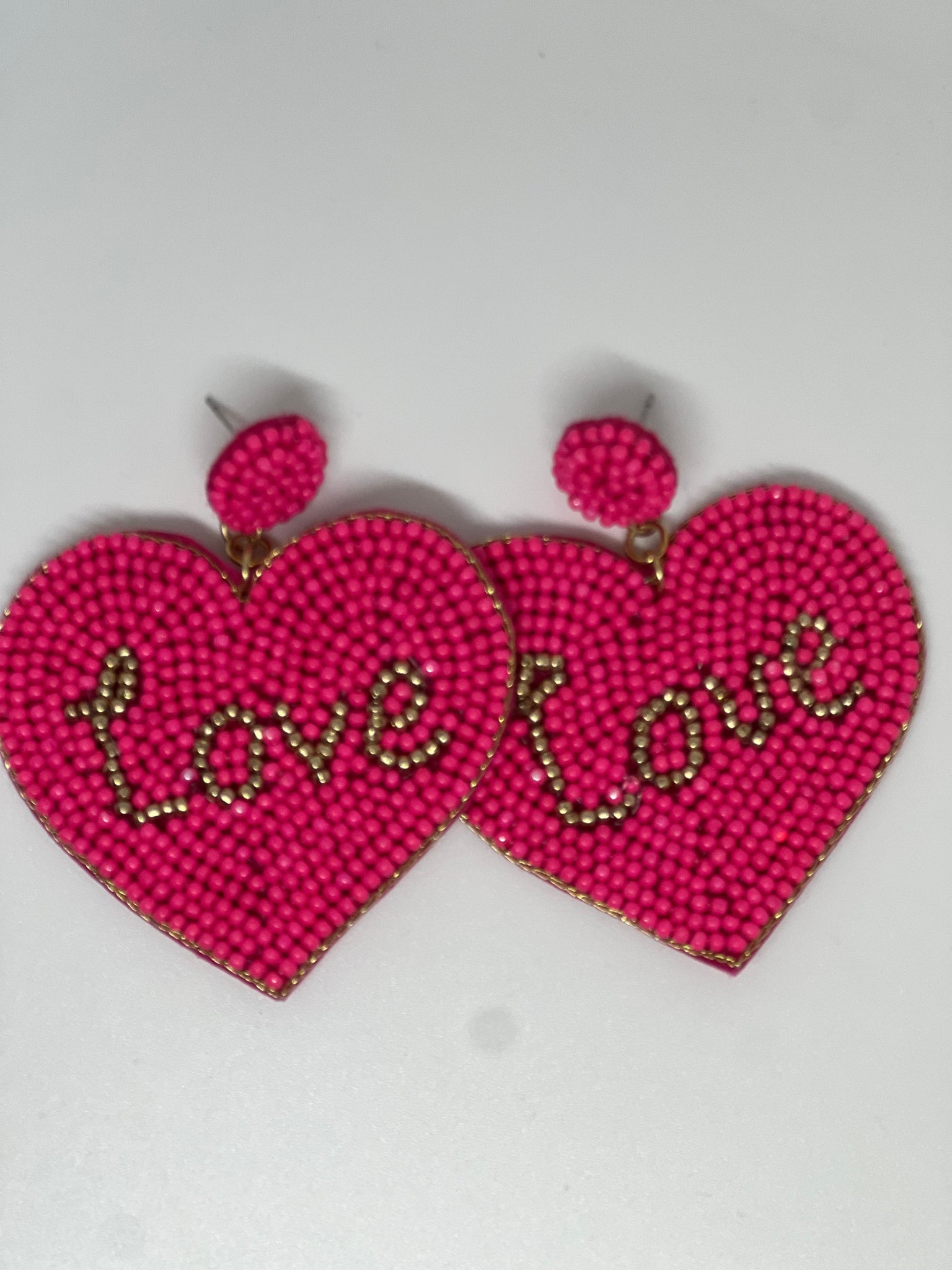 Love Heart Seed Bead Earrings