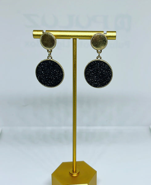 Hannah Double Disc Druzy Earrings-2 COLORS