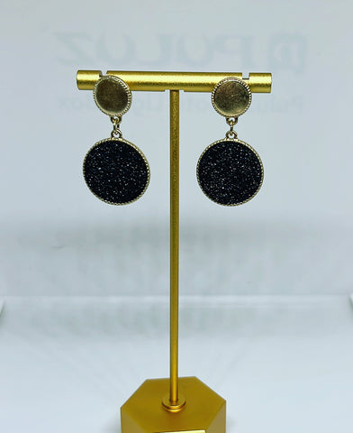 Hannah Double Disc Druzy Earrings-2 COLORS