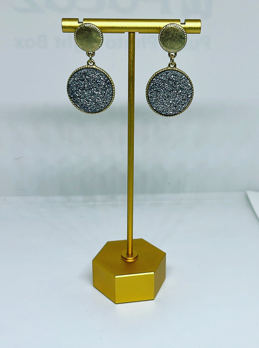 Hannah Double Disc Druzy Earrings-2 COLORS