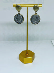 Hannah Double Disc Druzy Earrings-2 COLORS