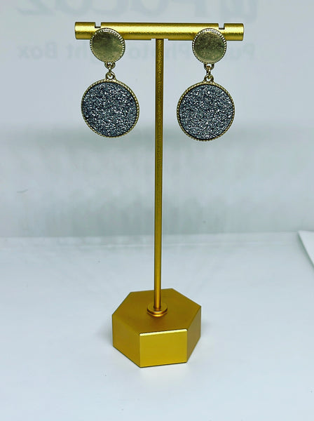 Hannah Double Disc Druzy Earrings-2 COLORS