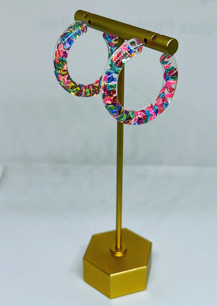 Baby Bailey Acrylic Confetti 1.5" Hoops