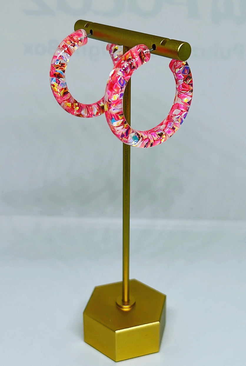 Baby Bailey Acrylic Confetti 1.5" Hoops