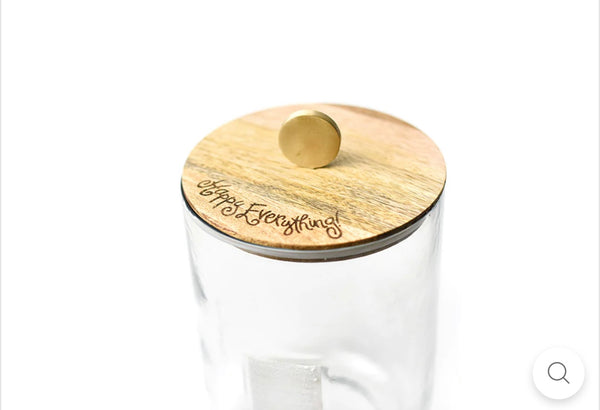 Happy Everything Mini Wooden Lid Glass Jar