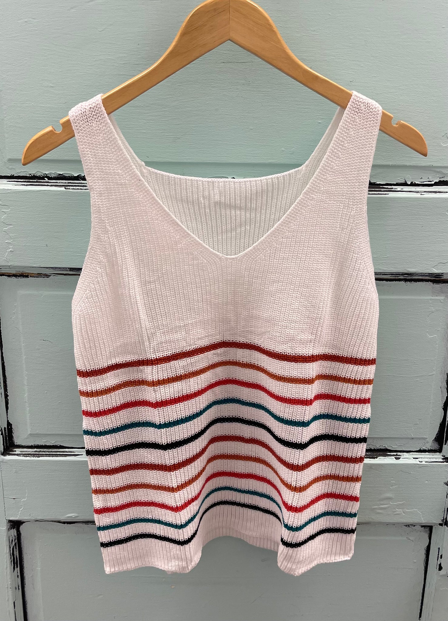 Summer Chic White Striped Sweater Tank