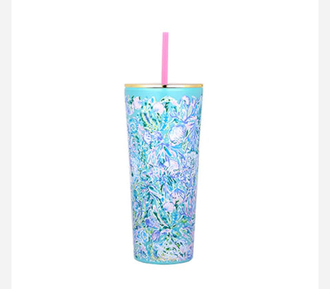 Lilly Pulitzer Tumbler with Straw - Soleil It On Me