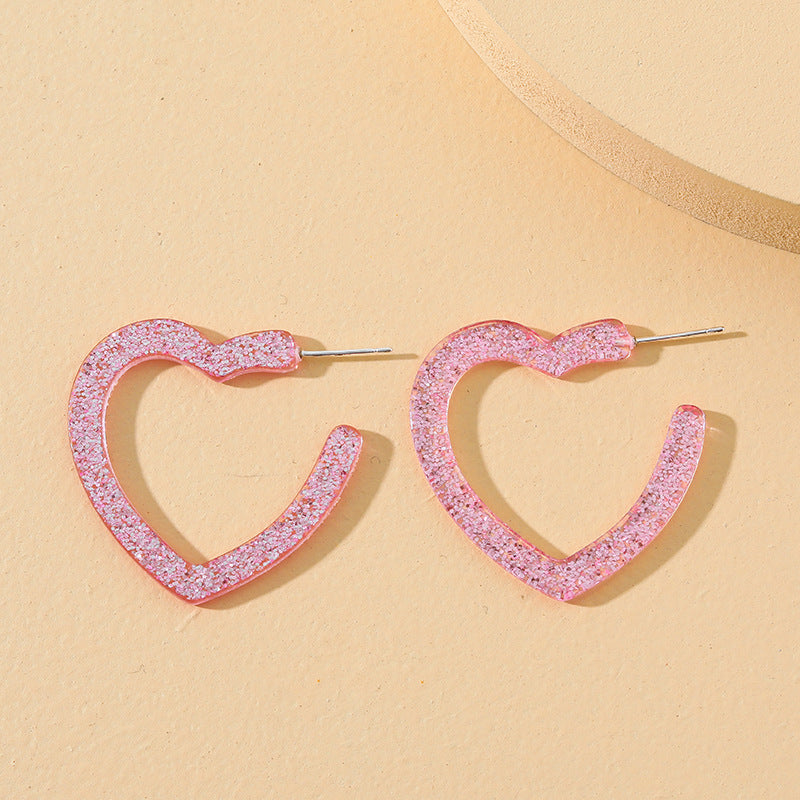 Acrylic Open Heart Earrings