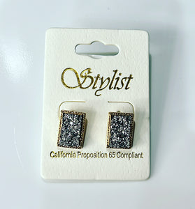Rectangle Charcoal Druzzy Studs