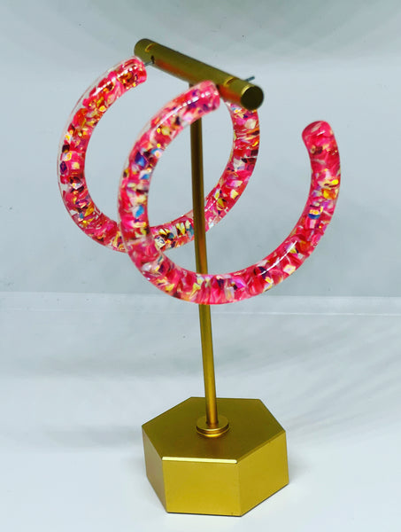 Bailey Acrylic Confetti 2” Hoops